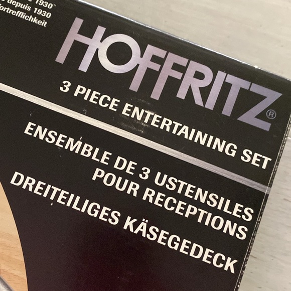 Hoffritz 3 Piece Charcuterie Board Set. Hardwood Board - Stainless Tools - Picture 3 of 12